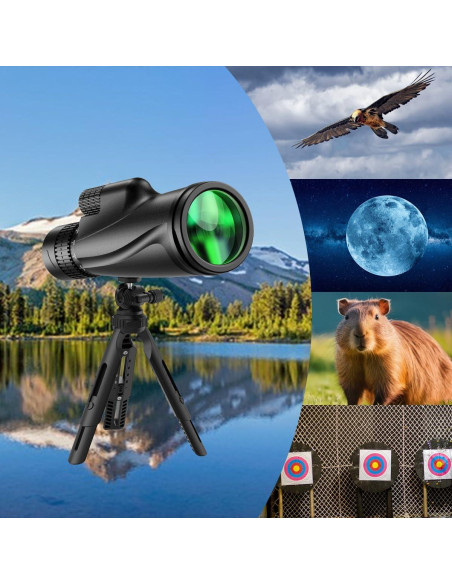 Telescopio Monocular 80x100 KTBDING con Trípode y Soporte para Smartphone