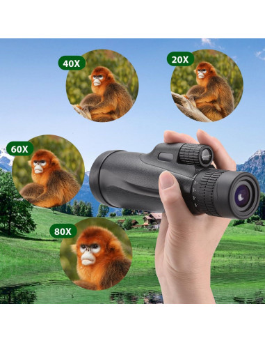 Telescopio Monocular 80x100 KTBDING con Trípode y Soporte para Smartphone