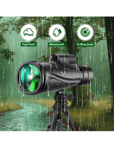 Telescopio Monocular 80x100 KTBDING con Trípode y Soporte para Smartphone