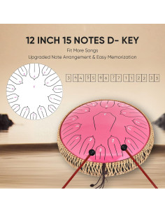 Tambor de Lengua de Acero 30 cm Musfunny 15 Notas Rosa 2