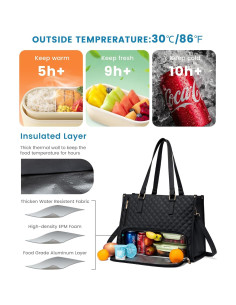 Bolsa Térmica para Almuerzo LOVEVOOK 15.6" Negra con Cartera 2