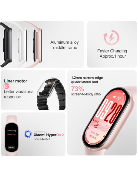 Xiaomi Mi Smart Band 10 - 1.72" AMOLED, 21 Días Batería, Rosa