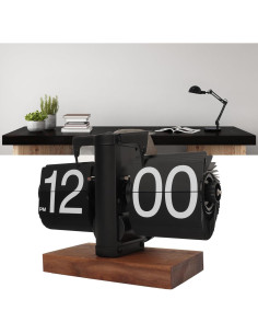 Reloj de Volteo Digital Kodrily Negro con Base de Nogal 2