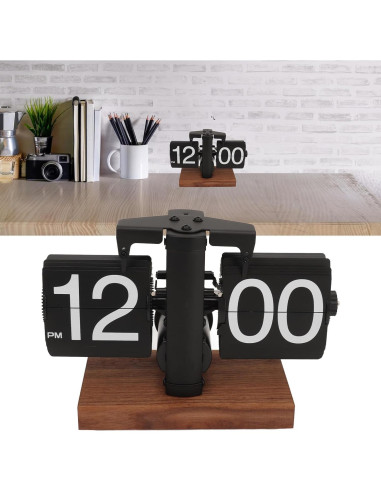 Reloj de Volteo Digital Kodrily Negro con Base de Nogal