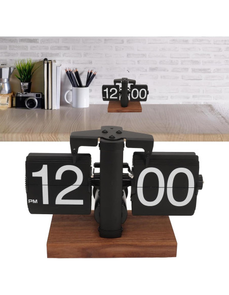 Reloj de Volteo Digital Kodrily Negro con Base de Nogal