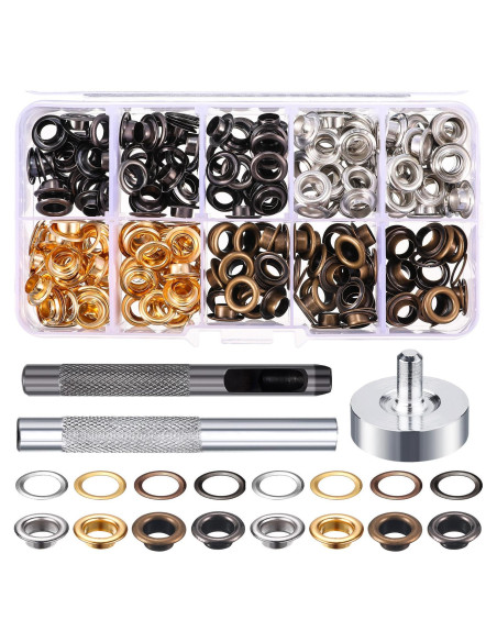 Kit de Ojetes Bememo 200 Juegos 6 mm con Herramientas y Caja