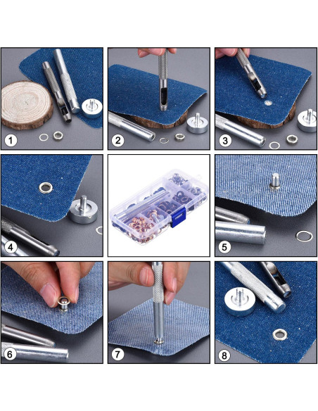 Kit de Ojetes Bememo 200 Juegos 6 mm con Herramientas y Caja