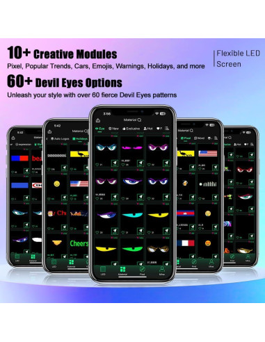 Ojos LED para Parabrisas DJWFARR 60 cm Luz Diablo Personalizable