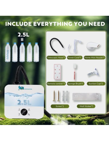 Humidificador de Reptiles Moongiantgo 2.5L con Niebla Ajustable