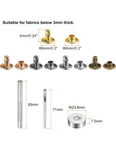 Remaches de Cuero HARFINGTON 100 Unidades 8mm x 6mm Metálicos 2