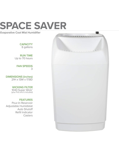 Humidificador Evaporativo AIRCARE 22.7L para 214.3m