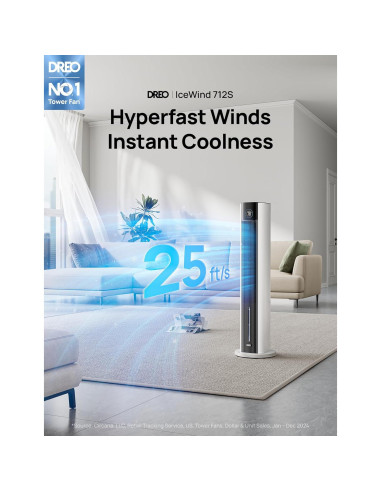 Ventilador Torre Dreo IceWind 712S 109 cm Blanco 4 Velocidades