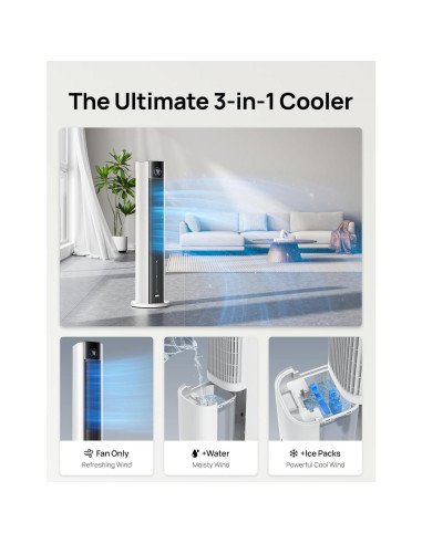 Ventilador Torre Dreo IceWind 712S 109 cm Blanco 4 Velocidades