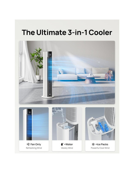 Ventilador Torre Dreo IceWind 712S 109 cm Blanco 4 Velocidades