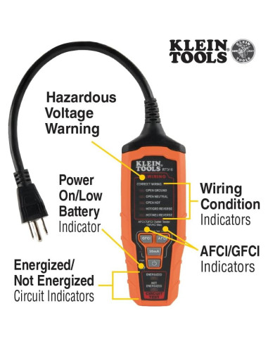 Probador de Enchufes Klein Tools RT310 GFCI AFCI 120V