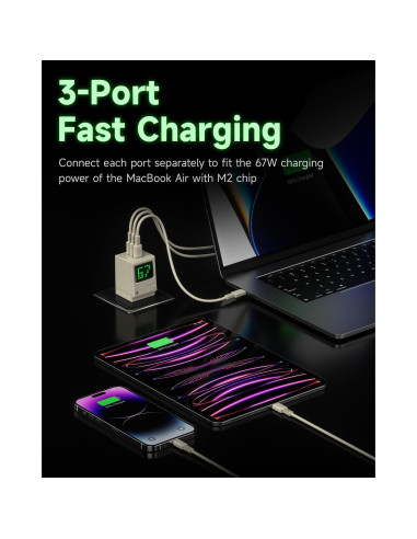 Banco de Energía ICEMAG 10000mAh Cargador USB C 67W