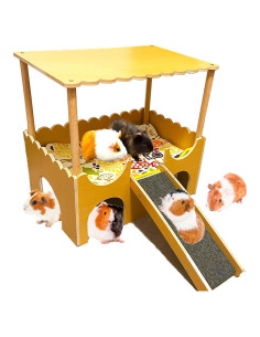 Casa de Madera Grande para Cobayas Fejapa 2 Niveles 40.6x26.6cm