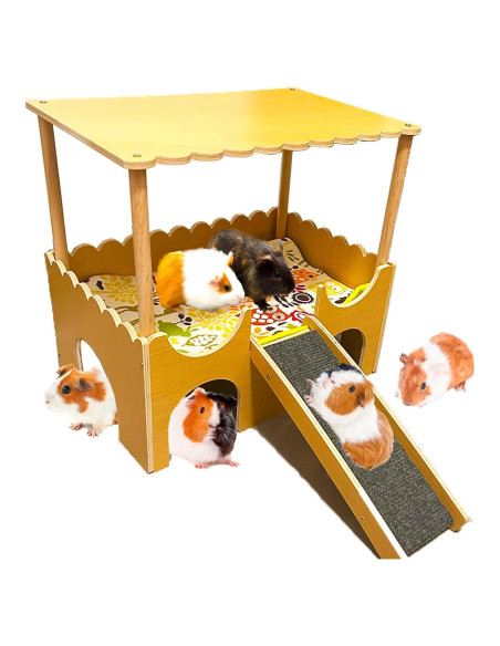 Casa de Madera Grande para Cobayas Fejapa 2 Niveles 40.6x26.6cm