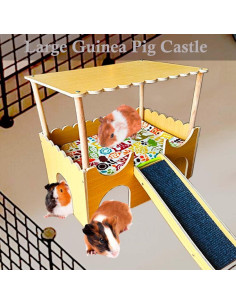 Casa de Madera Grande para Cobayas Fejapa 2 Niveles 40.6x26.6cm 2