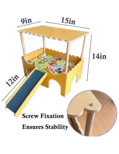 Casa de Madera Grande para Cobayas Fejapa 2 Niveles 40.6x26.6cm