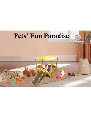 Casa de Madera Grande para Cobayas Fejapa 2 Niveles 40.6x26.6cm