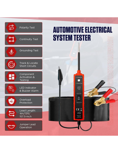 Probador de Circuito Automotriz CMTOOL AY-29 6V-24V con Cable 4M