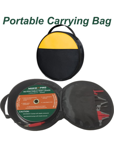 Cables de Prueba Retráctiles 2 Cables 18AWG 9m Kit Multímetro