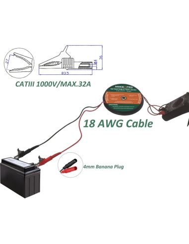 Cables de Prueba Retráctiles 2 Cables 18AWG 9m Kit Multímetro