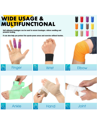 Paquete de 6 Vendajes Autoadhesivos MUESFITR 10 cm x 4.57 m Blanco