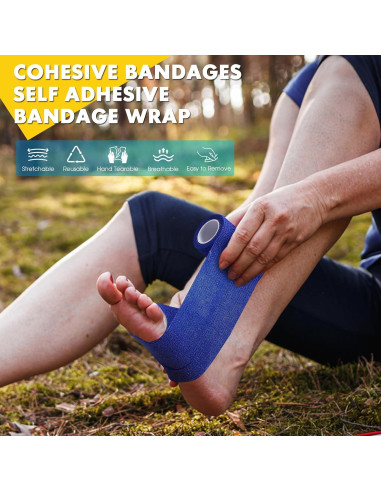 Paquete de 6 Vendajes Autoadhesivos MUESFITR 10 cm x 4.57 m Blanco