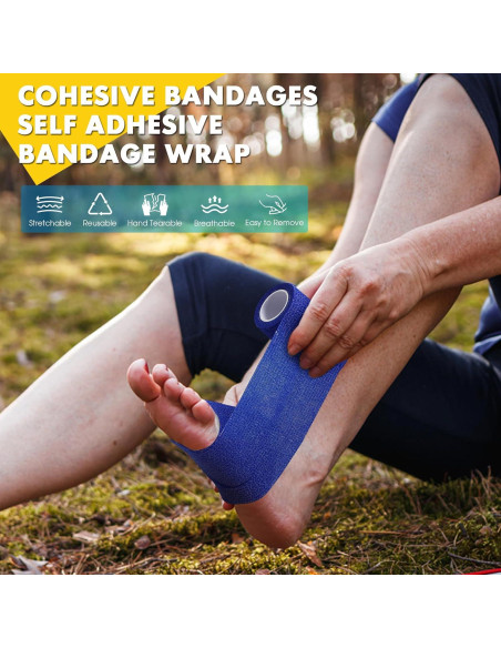 Paquete de 6 Vendajes Autoadhesivos MUESFITR 10 cm x 4.57 m Blanco