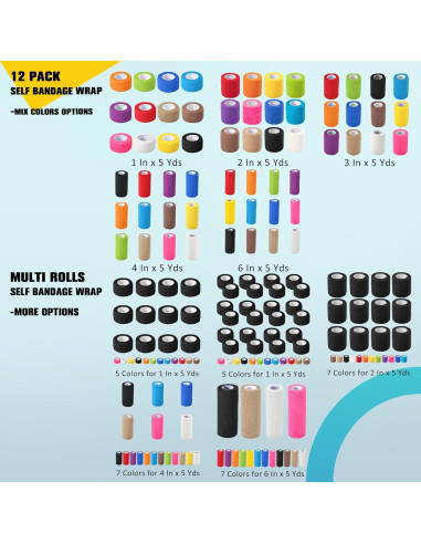 Paquete de 6 Vendajes Autoadhesivos MUESFITR 10 cm x 4.57 m Blanco