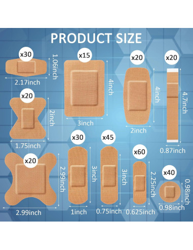 300 Vendajes Adhesivos Estériles Geiserailie Variados para Primeros Auxilios