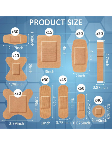 300 Vendajes Adhesivos Estériles Geiserailie Variados para Primeros Auxilios