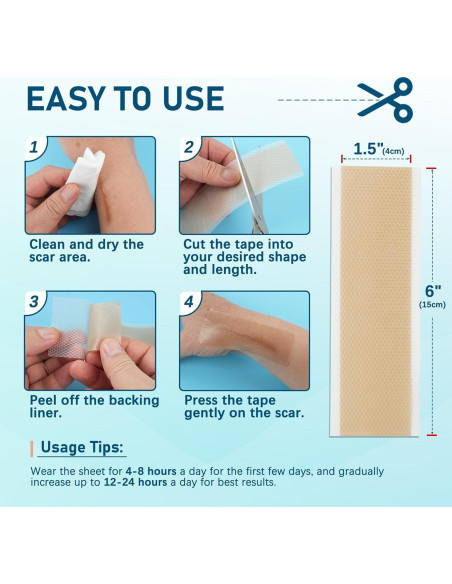 Hojas de Silicona para Cicatrices LotFancy - 10 Piezas 3.81x15.24cm