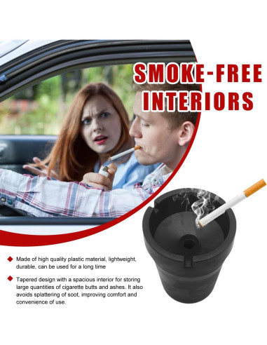 Cenicero de coche Gasedin negro autoextinguible y a prueba de viento