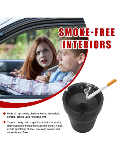 Cenicero de coche Gasedin negro autoextinguible y a prueba de viento