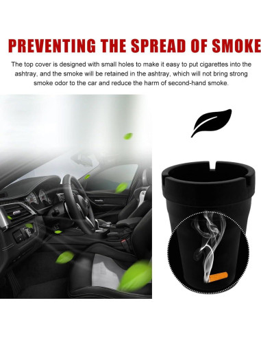 Cenicero de coche Gasedin negro autoextinguible y a prueba de viento