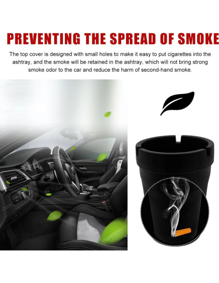 Cenicero de coche Gasedin negro autoextinguible y a prueba de viento