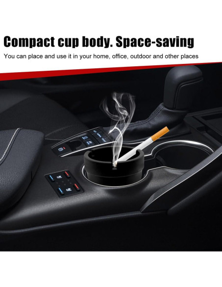 Cenicero de coche Gasedin negro autoextinguible y a prueba de viento