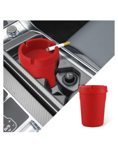 Cenicero de coche RGOAANC portátil a prueba de olores rojo