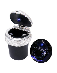 Cenicero de Coche WedFeir con Luz LED Azul, Cilíndrico, 10cm