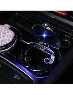 Cenicero de Coche WedFeir con Luz LED Azul, Cilíndrico, 10cm 2