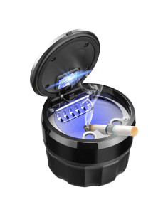 Cenicero Mini de Auto SOLARXIA con Tapa y Luz LED