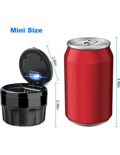 Cenicero Mini de Auto SOLARXIA con Tapa y Luz LED 2