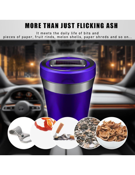 Cenicero de coche Sylvil con encendedor solar y tapa LED azul