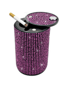 Cenicero de Auto Brillante Ohleats Rosa con Tapa a Prueba de Olores