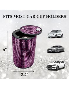 Cenicero de Auto Brillante Ohleats Rosa con Tapa a Prueba de Olores 2