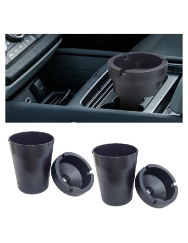 Cenicero de Auto JOYCOURT Sin Humo Negro 2PCS Compacto