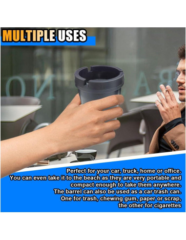 Cenicero de Auto JOYCOURT Sin Humo Negro 2PCS Compacto